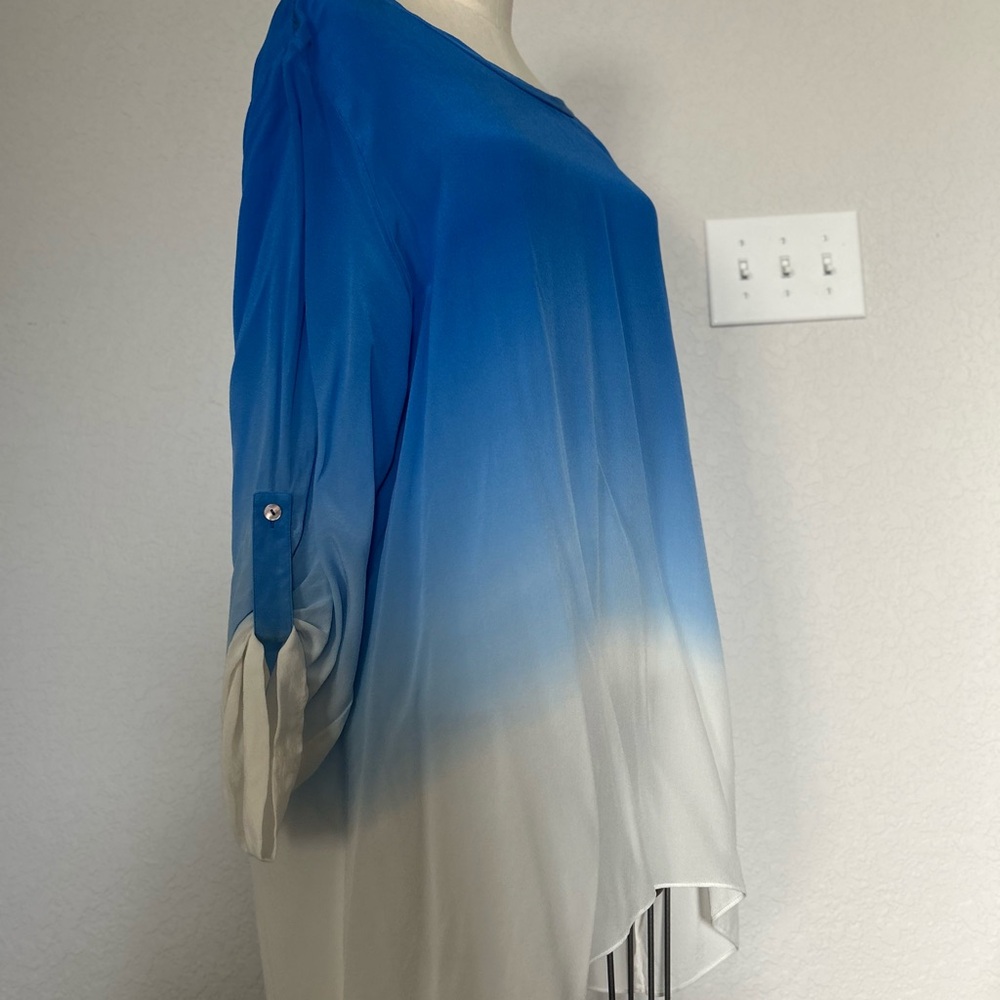 Soft Surroundings Blue and White Ombre Women's Top silk